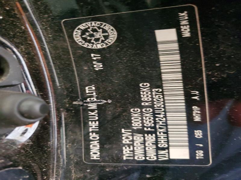 46945536 :رقم المزاد ، SHHFK7H24JU302573 vin ، 2018 Honda Civic مزاد بيع