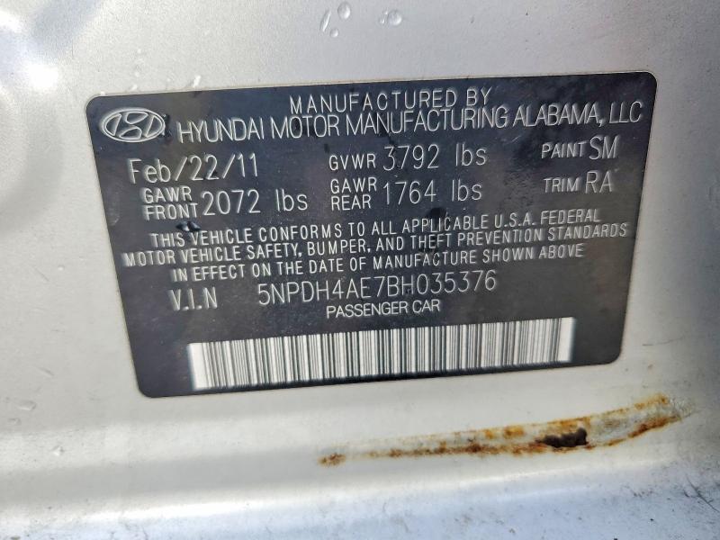 Продажа на аукционе авто 2011 Hyundai Elantra, vin: 5NPDH4AE7BH035376, номер лота: 47536826