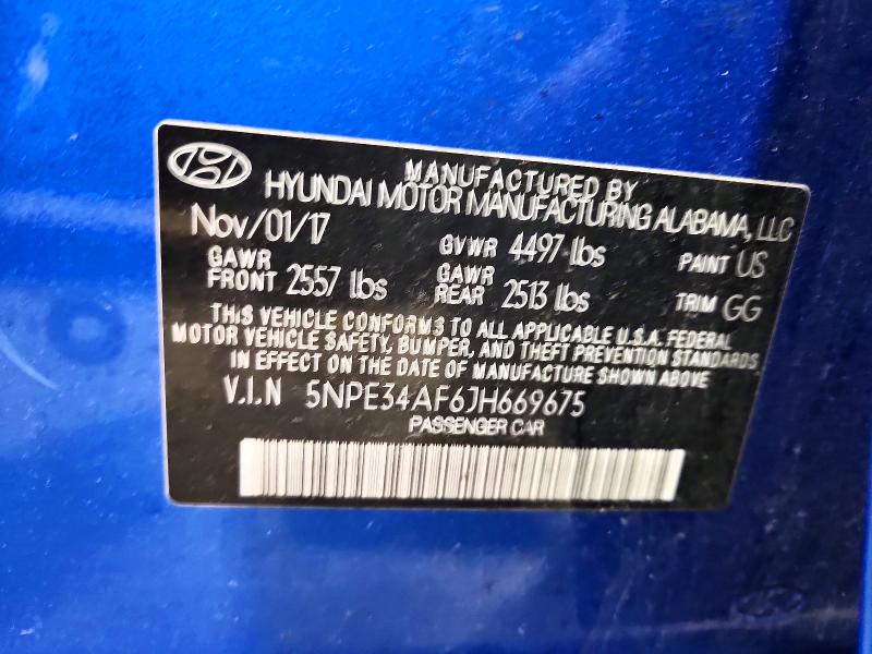 41879846 :رقم المزاد ، 5NPE34AF6JH669675 vin ، 2018 Hyundai Sonata مزاد بيع