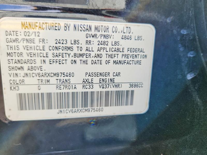Aukcja sprzedaży 2012 Infiniti G37 Sedan, vin: JN1CV6ARXCM975460, numer aukcji: 46489566