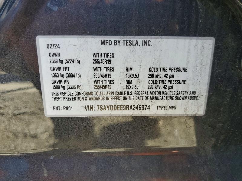 Aukcja sprzedaży 2024 Tesla Model Y, vin: 7SAYGDEE9RA246974, numer aukcji: 46156276