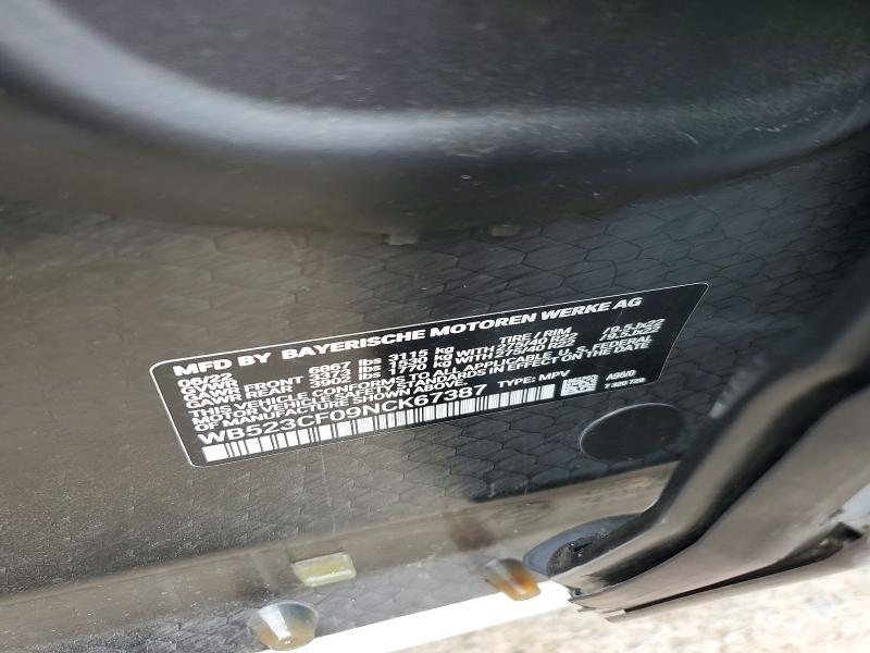 2022 Bmw Ix მანქანა იყიდება აუქციონზე, vin: WB523CF09NCK67387, აუქციონის ნომერი: 78259855