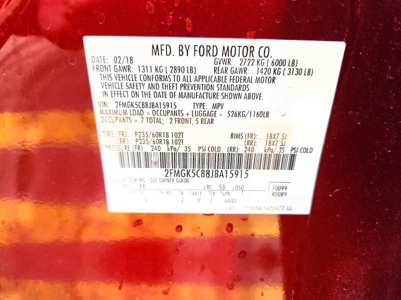 Продажа на аукционе авто 2018 Ford Flex, vin: 2FMGK5C88JBA15915, номер лота: 47719416
