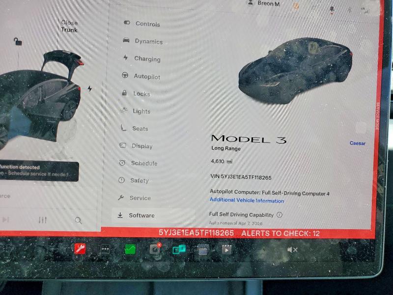 45668466 :رقم المزاد ، 5YJ3E1EA5TF118265 vin ، 2026 Tesla Model 3 مزاد بيع