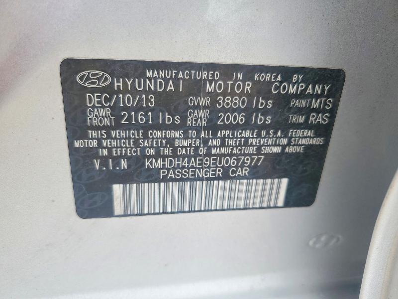 2014 Hyundai Elantra მანქანა იყიდება აუქციონზე, vin: KMHDH4AE9EU067977, აუქციონის ნომერი: 47175626