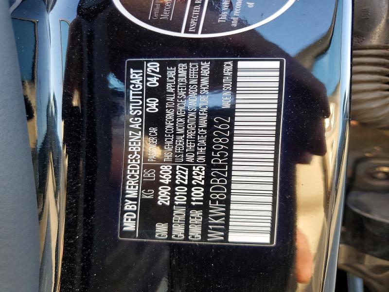 46951796 :رقم المزاد ، W1KWF8DB2LR598262 vin ، 2020 Mercedes-benz C مزاد بيع