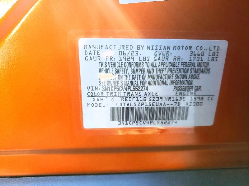 Продажа на аукционе авто 2023 Nissan Kicks, vin: 3N1CP5CV4PL552274, номер лота: 46065446