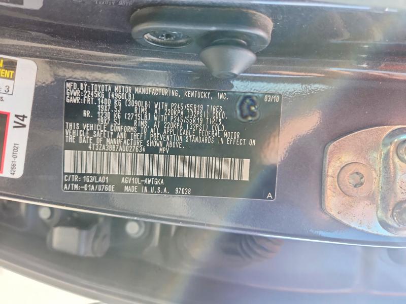 Aukcja sprzedaży 2010 Toyota Venza, vin: 4T3ZA3BB7AU027634, numer aukcji: 79746815
