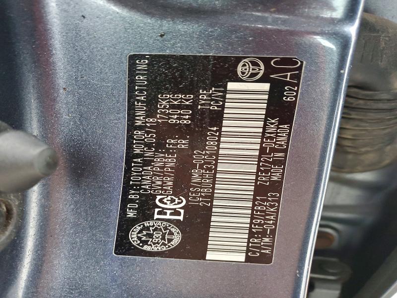 Aukcja sprzedaży 2018 Toyota Corolla, vin: 2T1BURHE3JC108024, numer aukcji: 79985795