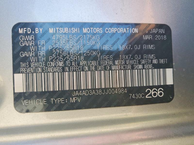 Aukcja sprzedaży 2018 Mitsubishi Outlander, vin: JA4AD3A38JJ004984, numer aukcji: 41948356