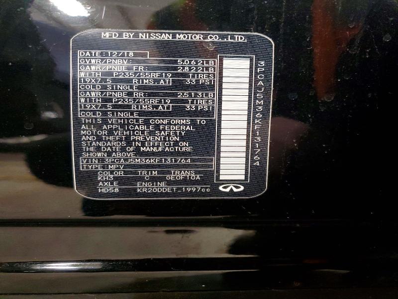Aukcja sprzedaży 2019 Infiniti Qx50, vin: 3PCAJ5M36KF131764, numer aukcji: 47117176