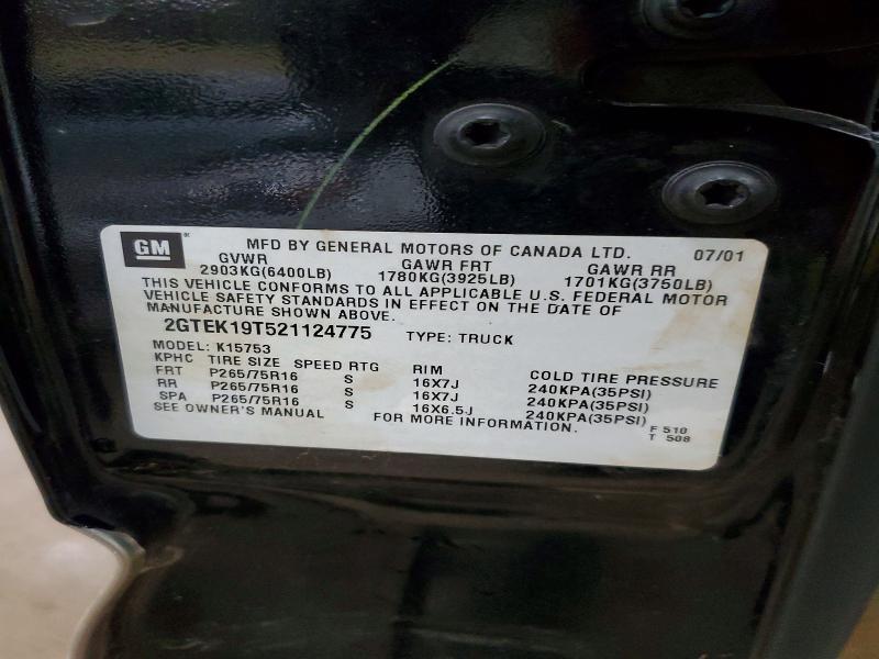 46212666 :رقم المزاد ، 2GTEK19T521124775 vin ، 2002 Gmc New Sierra مزاد بيع