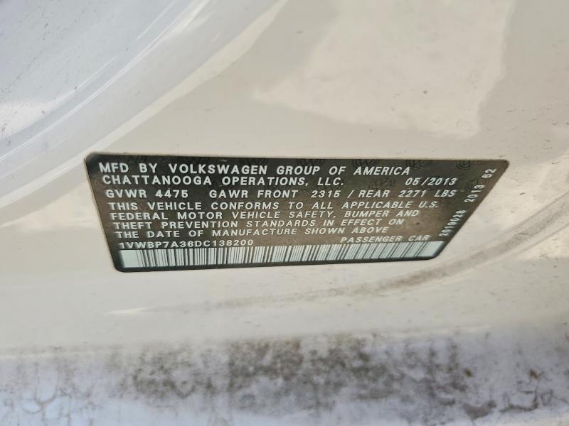 Aukcja sprzedaży 2013 Volkswagen Passat, vin: 1VWBP7A36DC138200, numer aukcji: 46349416