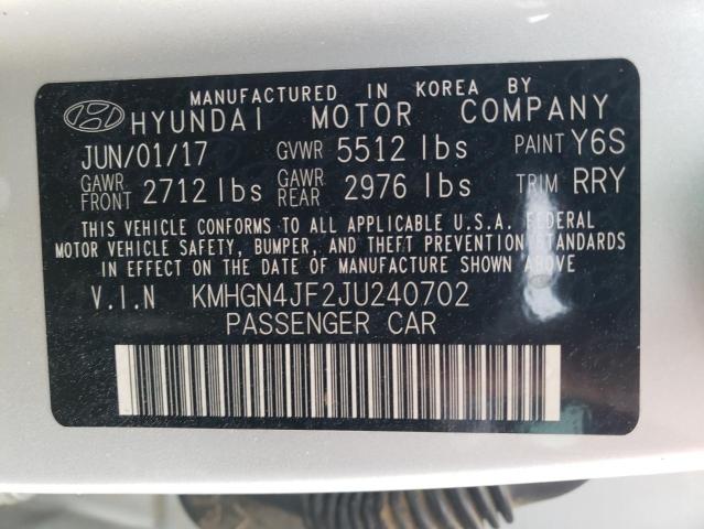 50206413 :رقم المزاد ، KMHGN4JF2JU240702 vin ، 2018 Genesis G80 Ultimate مزاد بيع