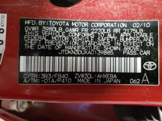 47749453 :رقم المزاد ، JTDKN3DUXA0139885 vin ، 2010 Toyota Prius مزاد بيع