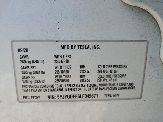 Aukcja sprzedaży 2020 Tesla Model Y, vin: 5YJYGDEE6LF045671, numer aukcji: 49788453
