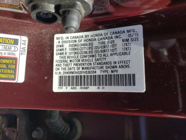 2015 Honda Cr-v Ex მანქანა იყიდება აუქციონზე, vin: 2HKRM3H53FH536594, აუქციონის ნომერი: 49384683