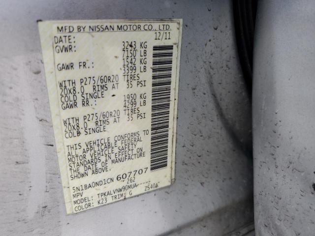 Aukcja sprzedaży 2012 Nissan Armada Sv, vin: 5N1BA0ND1CN607707, numer aukcji: 48447863