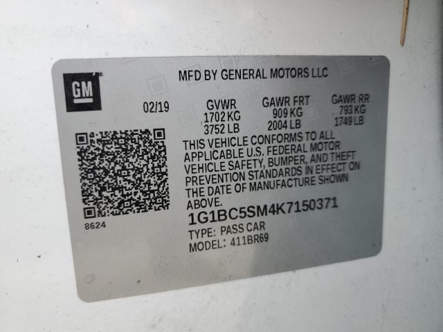 Продаж на аукціоні авто 2019 Chevrolet Cruze Ls, vin: 1G1BC5SM4K7150371, номер лоту: 49005373