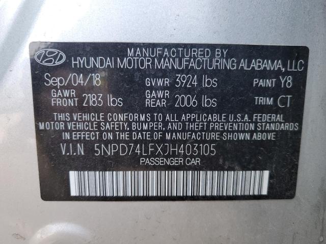 45748413 :رقم المزاد ، 5NPD74LFXJH403105 vin ، 2018 Hyundai Elantra Se مزاد بيع