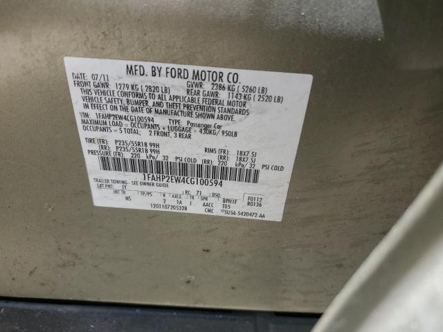 Продаж на аукціоні авто 2012 Ford Taurus Sel, vin: 1FAHP2EW4CG100594, номер лоту: 50042493