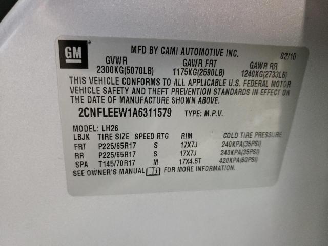 Продаж на аукціоні авто 2010 Chevrolet Equinox Lt, vin: 2CNFLEEW1A6311579, номер лоту: 50422053