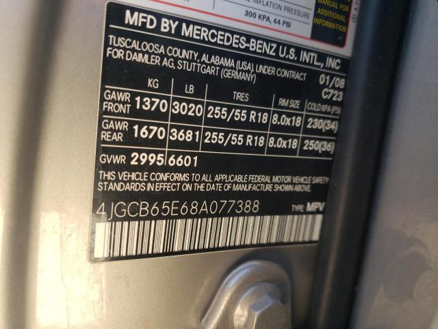 48723263 :رقم المزاد ، 4JGCB65E68A077388 vin ، 2008 Mercedes-benz R 350 مزاد بيع