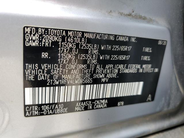 48417953 :رقم المزاد ، 2T3W1RFV4LW085665 vin ، 2020 Toyota Rav4 Xle مزاد بيع