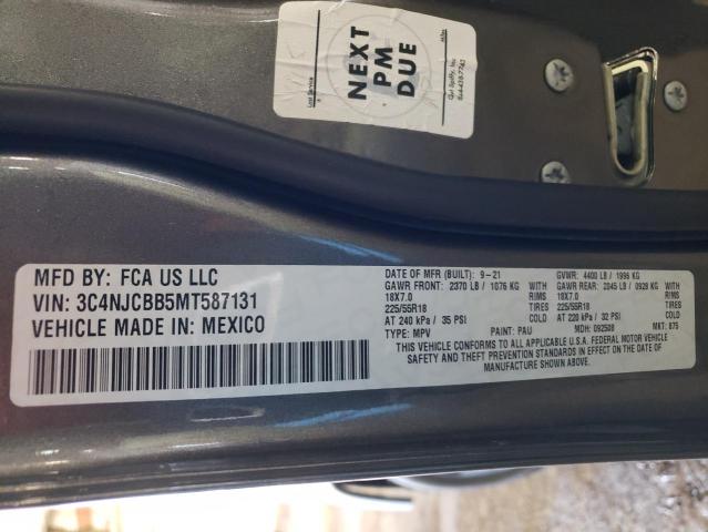 2021 Jeep Compass Latitude მანქანა იყიდება აუქციონზე, vin: 3C4NJCBB5MT587131, აუქციონის ნომერი: 50378623