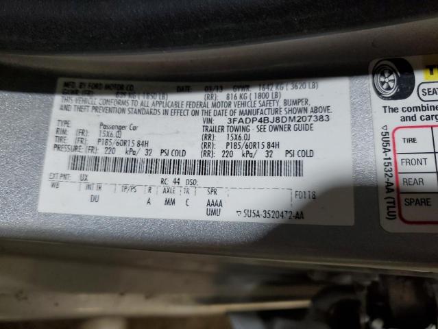 2013 Ford Fiesta Se მანქანა იყიდება აუქციონზე, vin: 3FADP4BJ8DM207383, აუქციონის ნომერი: 50158123