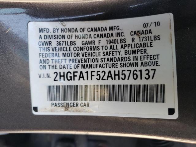 2010 Honda Civic Lx მანქანა იყიდება აუქციონზე, vin: 2HGFA1F52AH576137, აუქციონის ნომერი: 48842033