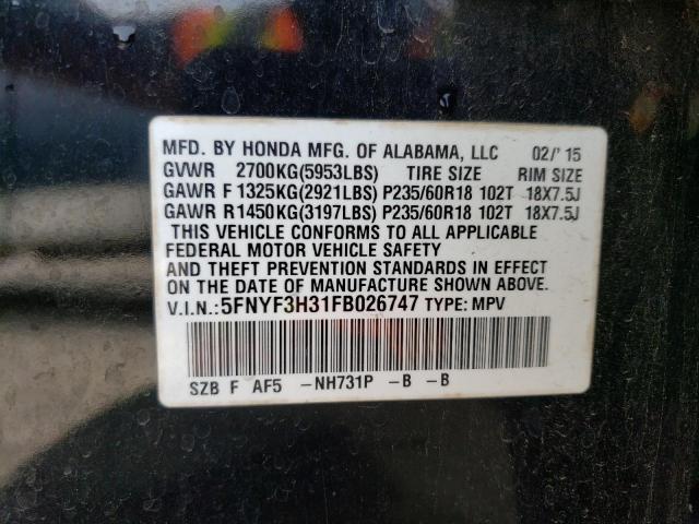 Aukcja sprzedaży 2015 Honda Pilot Se, vin: 5FNYF3H31FB026747, numer aukcji: 48270243