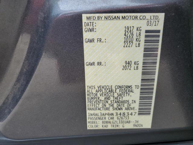 47898833 :رقم المزاد ، 1N4AL3AP4HN348347 vin ، 2017 Nissan Altima 2.5 مزاد بيع