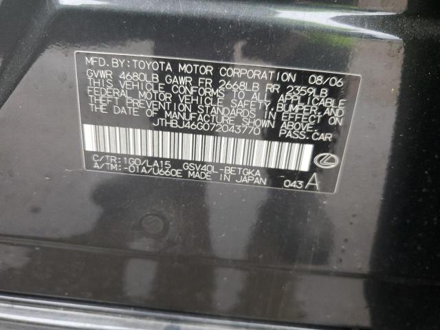 49097443 :رقم المزاد ، JTHBJ46G072043770 vin ، 2007 Lexus Es 350 مزاد بيع