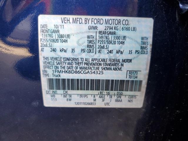 Aukcja sprzedaży 2012 Ford Explorer Xlt, vin: 1FMHK8D86CGA54325, numer aukcji: 47925423