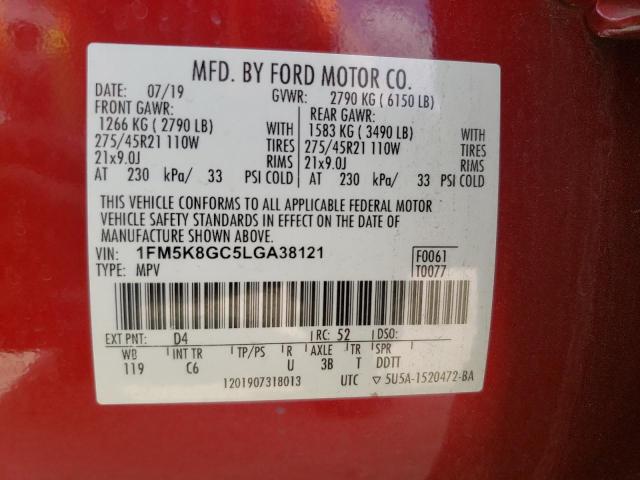 2020 Ford Explorer მანქანა იყიდება აუქციონზე, vin: 1FM5K8GC5LGA38121, აუქციონის ნომერი: 49163993