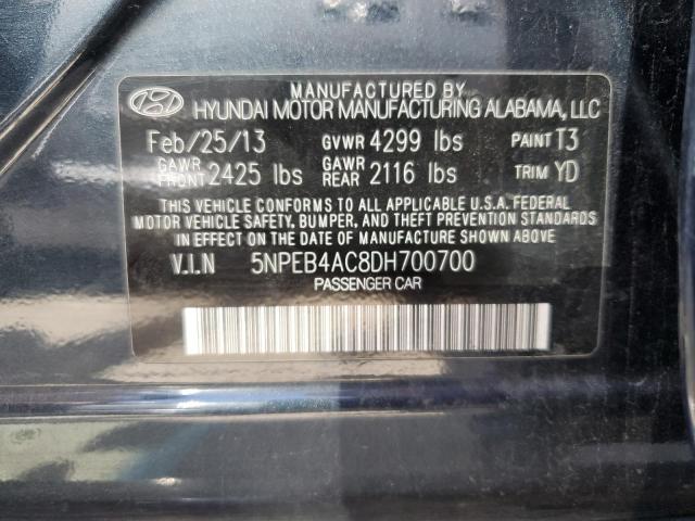 2013 Hyundai Sonata Gls მანქანა იყიდება აუქციონზე, vin: 5NPEB4AC8DH700700, აუქციონის ნომერი: 49398733