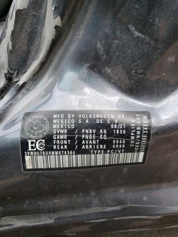 2021 Volkswagen Jetta S მანქანა იყიდება აუქციონზე, vin: 3VWN57BU9MM076364, აუქციონის ნომერი: 49945273
