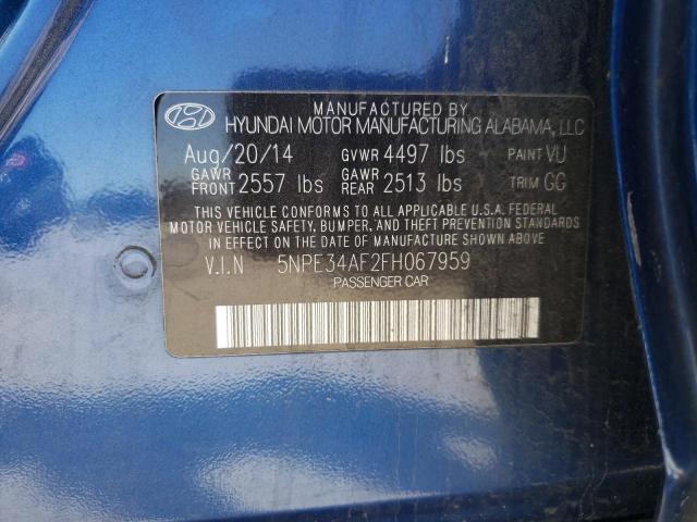 48992763 :رقم المزاد ، 5NPE34AF2FH067959 vin ، 2015 Hyundai Sonata Sport مزاد بيع