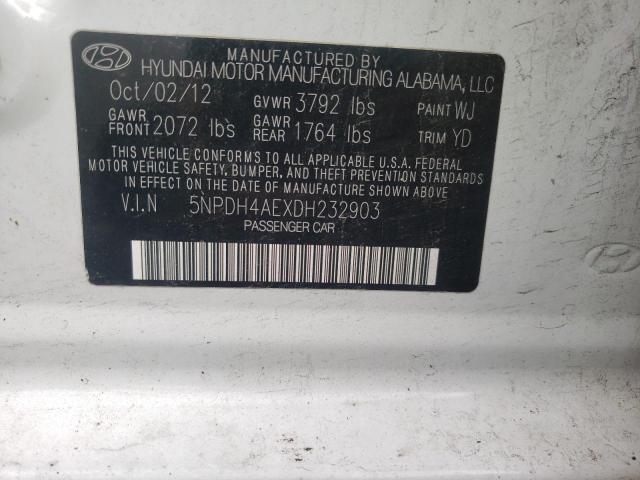 Продаж на аукціоні авто 2013 Hyundai Elantra Gls, vin: 5NPDH4AEXDH232903, номер лоту: 48339663