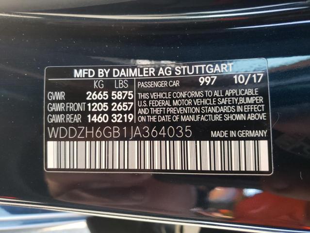 Aukcja sprzedaży 2018 Mercedes-benz E 400 4matic, vin: WDDZH6GB1JA364035, numer aukcji: 50239313