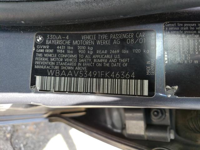 2001 Bmw 330 I მანქანა იყიდება აუქციონზე, vin: WBAAV53491FK46364, აუქციონის ნომერი: 48608693