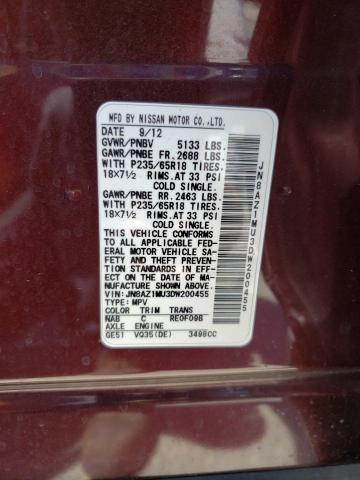 50561543 :رقم المزاد ، JN8AZ1MU3DW200455 vin ، 2013 Nissan Murano S مزاد بيع