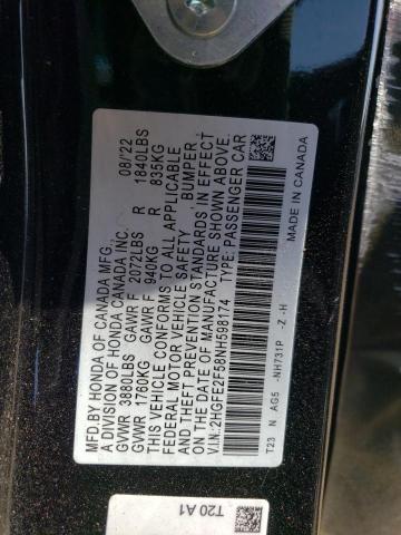 Продажа на аукционе авто 2022 Honda Civic Sport, vin: 2HGFE2F58NH598174, номер лота: 49538463