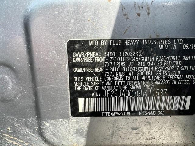 2016 Subaru Forester 2.5i მანქანა იყიდება აუქციონზე, vin: JF2SJABC3GH411537, აუქციონის ნომერი: 42588453