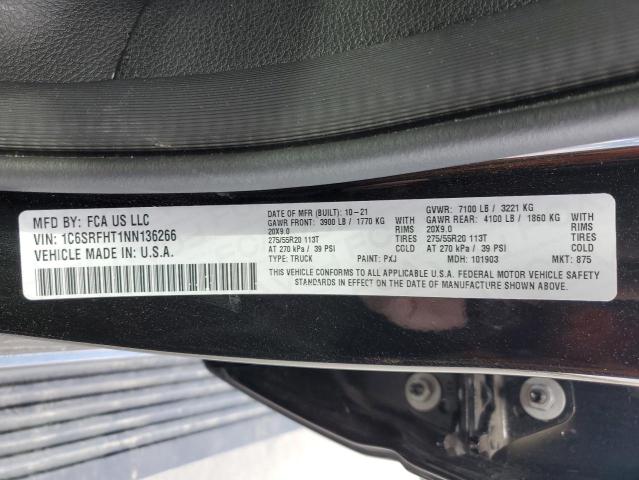49677433 :رقم المزاد ، 1C6SRFHT1NN136266 vin ، 2022 Ram 1500 مزاد بيع