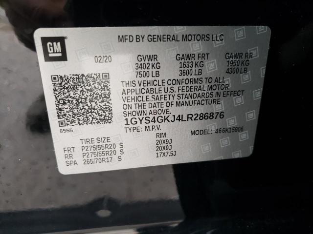 49263293 :رقم المزاد ، 1GYS4GKJ4LR286876 vin ، 2020 Cadillac Escalade Esv مزاد بيع