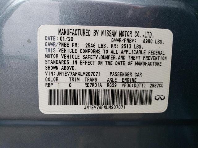 Aukcja sprzedaży 2020 Infiniti Q50 Pure, vin: JN1EV7APXLM207071, numer aukcji: 47580483