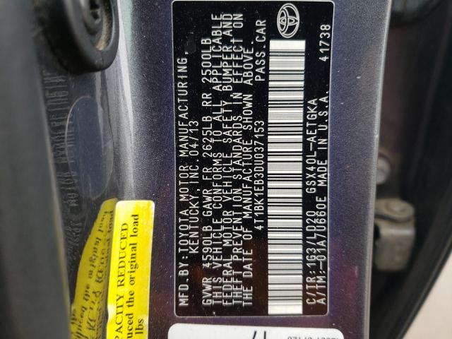 Продаж на аукціоні авто 2013 Toyota Avalon Base, vin: 4T1BK1EB3DU037153, номер лоту: 50202203
