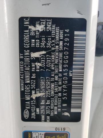 50215073 :رقم المزاد ، 5XYPGDA59GG072914 vin ، 2016 Kia Sorento Lx مزاد بيع
